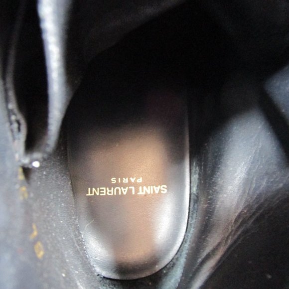 Saint Laurent Booties Womens Size 38.5 Eu 8 Us Western Ankle Black Leather Studd - Picture 12 of 13